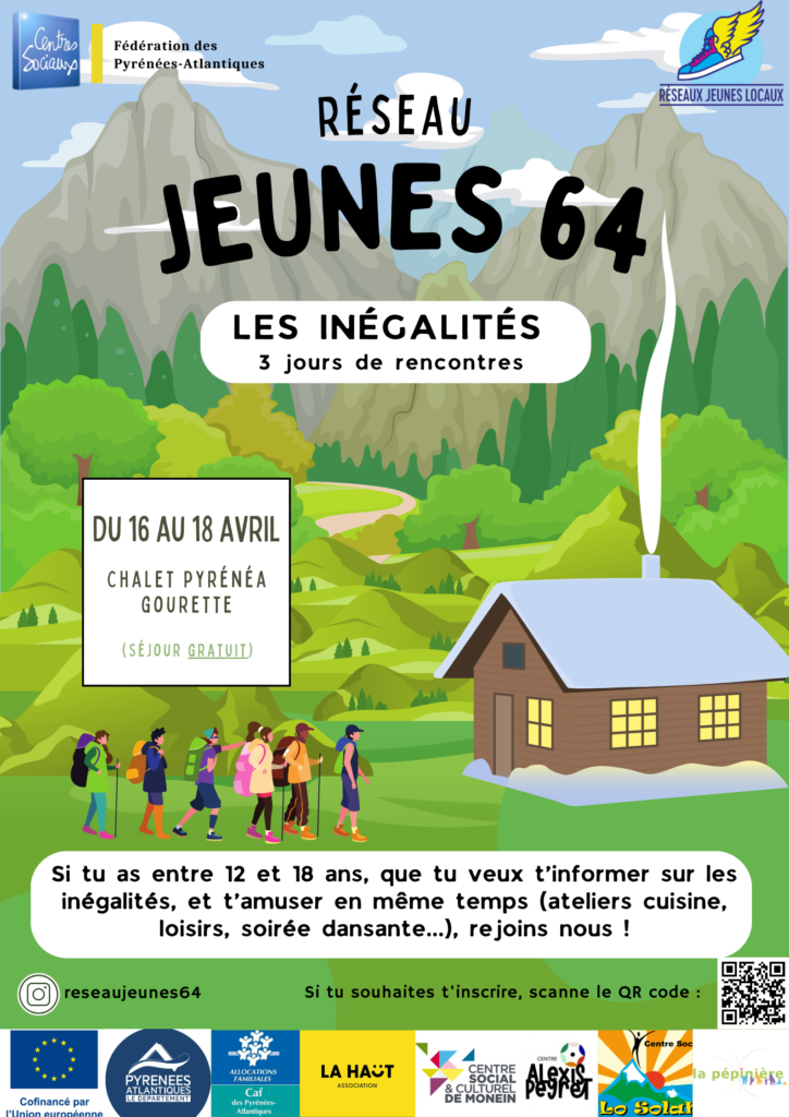 Affiche du Réseau jeunes 64 de 2024 organisé par la Fédération des centres sociaux 64